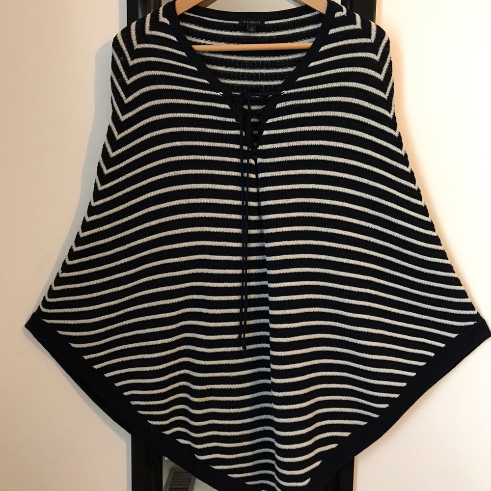 Talbots Navy Blue Poncho-Sweater